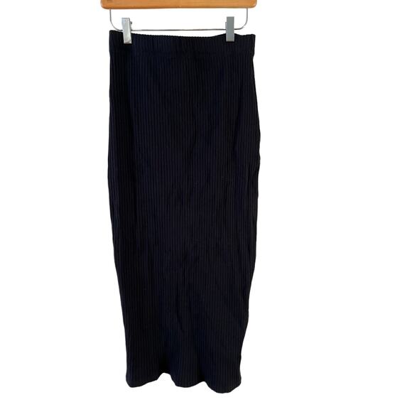 ZARA Ribbed Knit Midi Skirt Black L - Picture 4 of 9